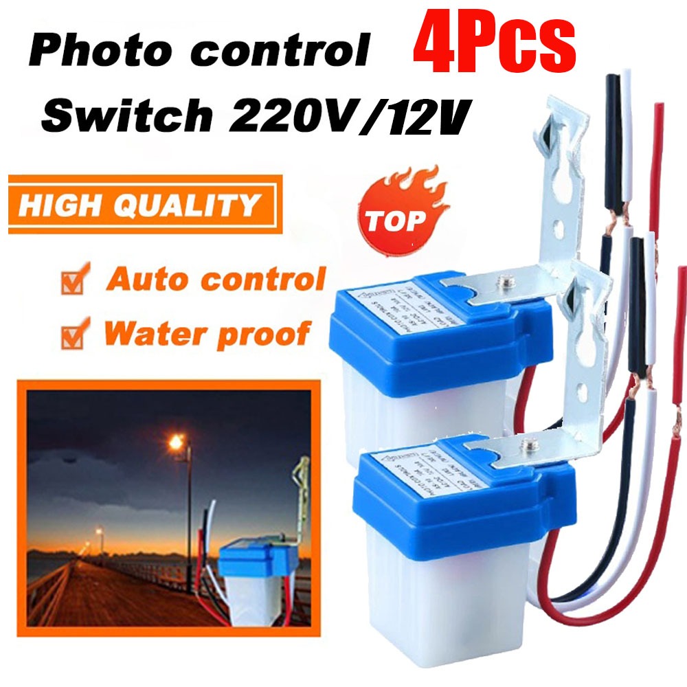 4ชิ้น12โวลต์24โวลต์220โวลต์อัตโนมัติเปิดปิดตาแมวไฟถนนเซ็นเซอร์สวิทช์ไฟถนนอัตโนมัติคืนวันปิดเซ็นเซอร์สวิทช์