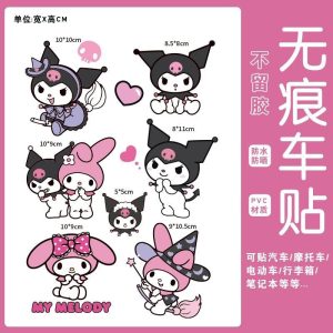 Sanrio Kuromi สติ๊กเกอร์ติดกระเป๋าเดินทางกันน้ํา Non-กาวเว้า-นูนกระเป๋าเดินทางเฉพาะสติกเกอร์ตกแต่งดัดแปลง