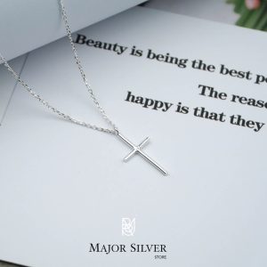 สร้อยคอเงินแท้92.5% จี้ไม้กางเขน สร้อยคอประดับจี้ไม้กางเขน Major Silver