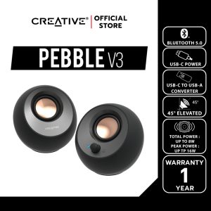 CREATIVE SPEAKER Pebble V3 (Black-สีดำ) ลำโพงสไตล์มินิมอล รองรับ USB-C / บูลทูธ