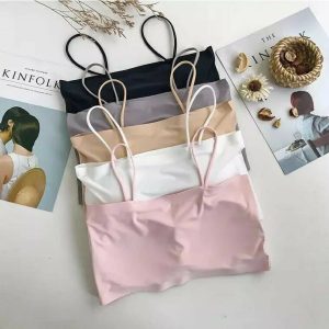 สินค้าพร้อมส่งจากไทย Angle Bra   (N114) สายเดียว Crop ผ้าไหม ผ้าลื่นมาก ใส่แบบ Cool Cool