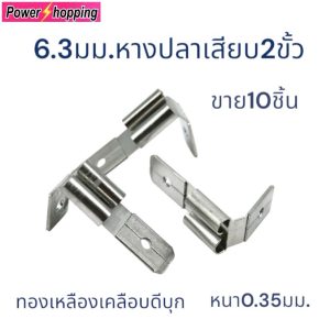 หางปลาเสียบ2ขั้ว 6.3 ขั้วต่อหลังแบบตัวผู้ถึงตัวผู้ ทองเหลืองชุบดีบุกหนา 0.35มม.ขาย10ชิ้น