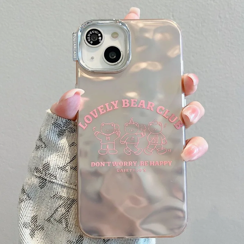 เคสไอโฟน 15/14/13/12/11 Pro max lovely หมี club ซิลิโคน Compatible Case iPhone 11