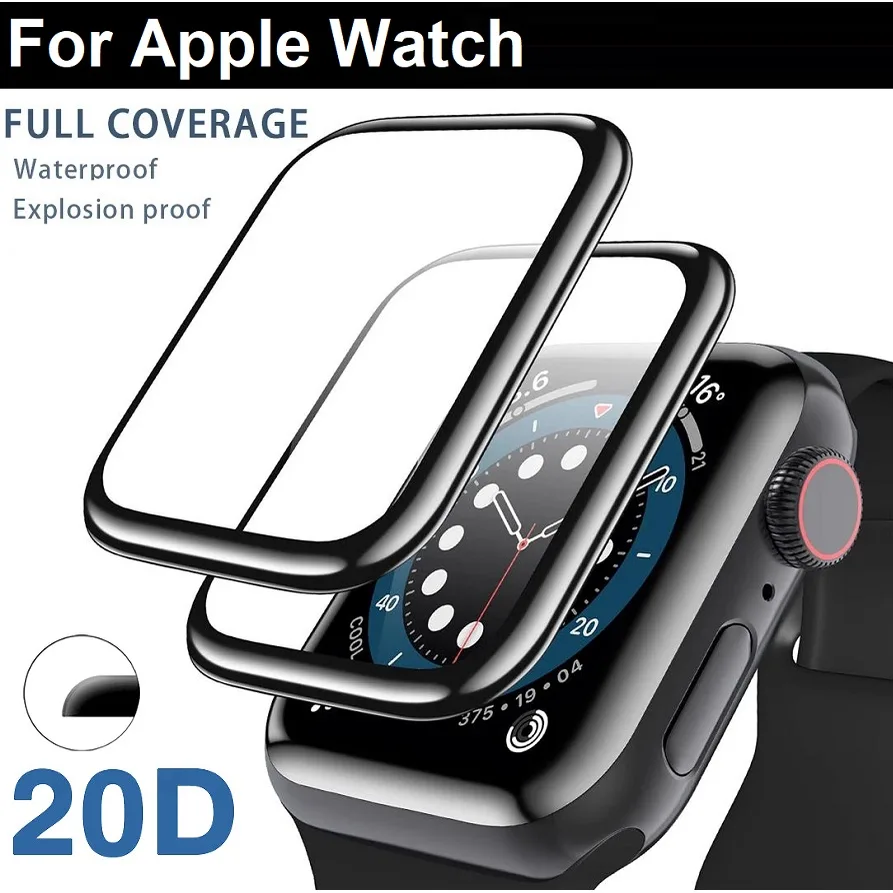 ฟิล์มกระจกนิรภัยกันรอยหน้าจอ ทรงโค้ง 3D สําหรับ 3D Curved Full Screen Protector ฟิล์ม I Watch Series 9 8 7 6 SE 5 4 3 2 1 Size 45mm 41mm 38mm 42mm 40mm 44mm Not Tempered glass For iwatch ฟิล์ม screen protector