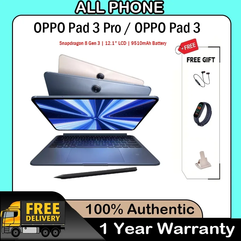 OPPO Pad 3 Pro | OPPO Pad 3 Snapdragon 8 Gen 3 12.1" LCD Screen 9510mAh Battery Google Play Store