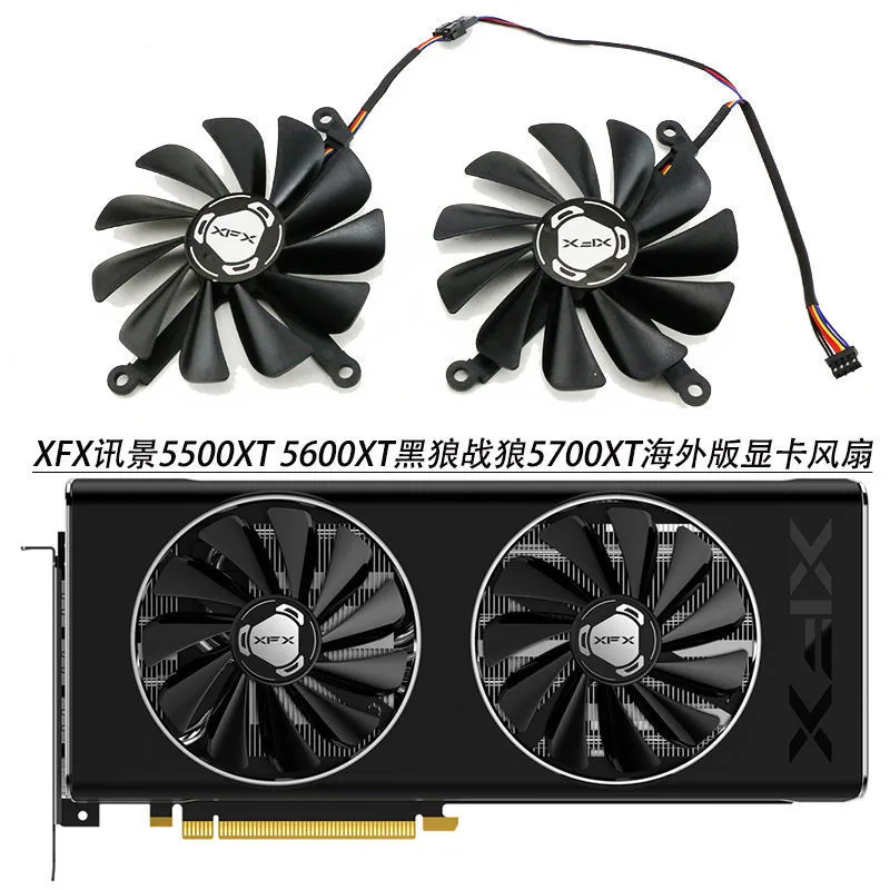 X XFX พัดลมระบายความร้อนการ์ดจอ RX5500XT 5600XT RX5700 5700XT สีดํา