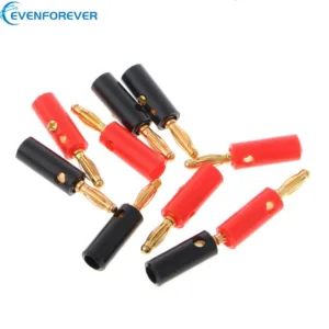 Ev อะแดปเตอร์ปลั๊กกล้วย เชื่อมต่อสายเคเบิ้ล ลําโพง ชุบทอง 4 มม. 10 ชิ้น