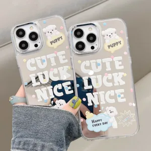 ❤️จัดส่งทันที❤️เคสไอโฟน11/12/13/14/15 Pro max เคสน่ารัก Cute Lucky Puppy mirror Case For iPhone 11
