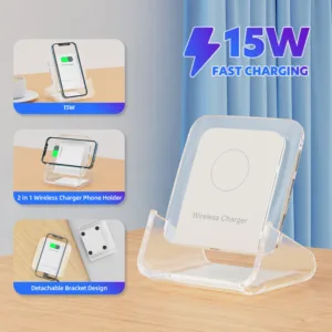 OWIRE แท่นชาร์จไร้สาย 15W หัวชาร์จเร็ว ขาตั้งโทรศัพท์มือถือ แบบไร้สาย ชาร์จเร็ว
