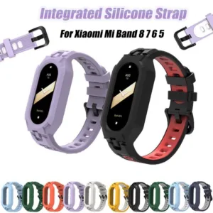 สายซิลิโคนแบบบูรณาการสําหรับ Xiaomi Mi Band 9 8 7 6 5 กรณีกีฬา Band Smartwatch สายคล้องคอสําหรับ Xiaomi สมาร์ท Band9 Mi Band8 Band7 TPU แบบบูรณาการ Anti-Drop สายรัดข้อมือ