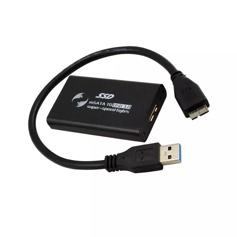 MSATA ไปยัง USB 3.0 External SSD Enclosure Conveter Case พร้อมสายเคเบิ้ล