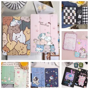 เคสไอแพด   gen5gen6Air1Air2 9.7 Air3 10.5 gen7gen8gen9 10.2 air4air5 10.9 Pro11 เคสลายการ์ตูน ด้านหลังใสพ มีถาดใส่ปากกา