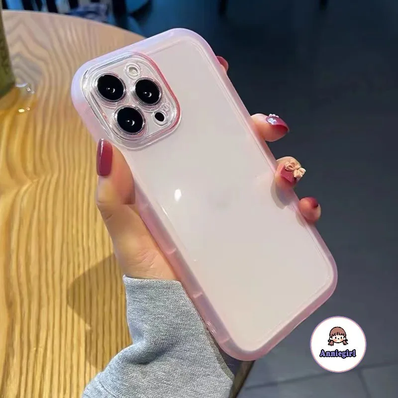 เคสโทรศัพท์มือถือแบบนิ่ม ใส กันกระแทก กันรอย สีชมพู แฟชั่น สําหรับ IPhone 14 13 12 11 Pro Max X XS XR 7 8plus