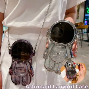 【Astronaut】ใส iphone เคสไอโฟน 14 Pro max เคส compatible for iPhone 14 13 12 11 Pro 14pro Max สายคล้องโลหะหรูหราพร้อมกระจกป้องกันเลนส์