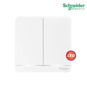 Schneider สวิตช์ไฟทางเดียว 2 ช่อง มีไฟ LED switch 16AX 250V 1 Way LED สีขาว รุ่น AvatarOn E