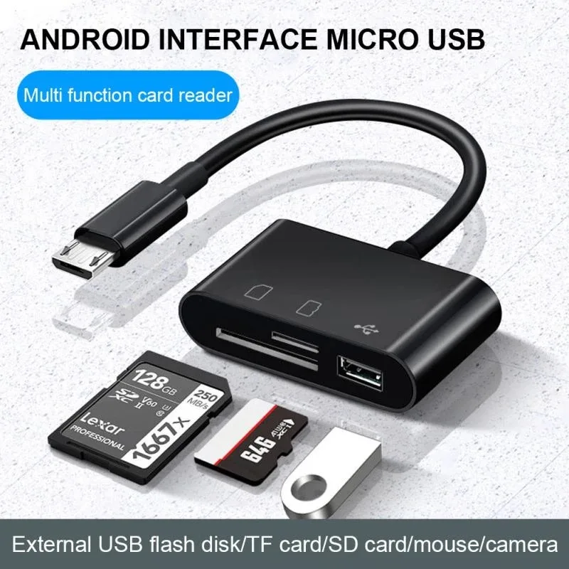 Three-in-one เครื่องอ่านการ์ดรีดเดอร์ OTG Type-C อเนกประสงค์ การ์ดรีดเดอร์ Type-C การ์ด TF กล้อง SD การ์ด CF สามในหนึ่งเดียว 3C อุปกรณ์เสริมแล็ปท็อป