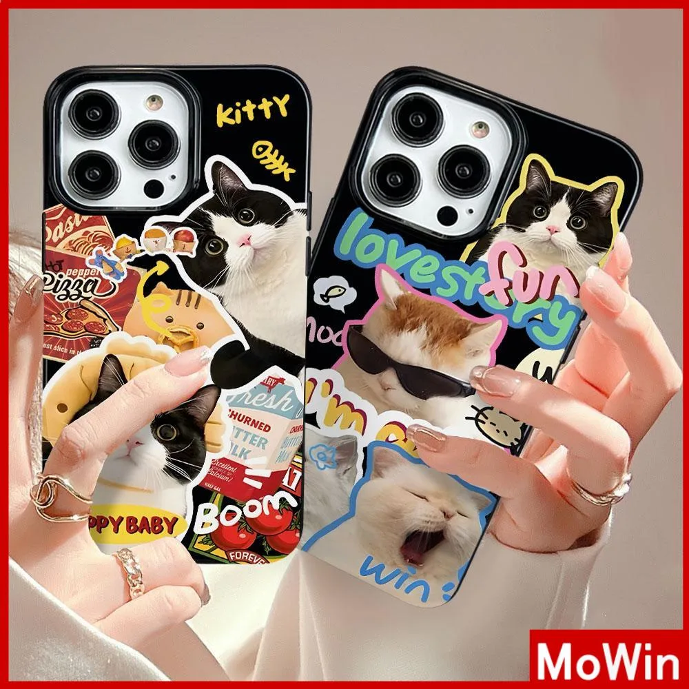 Mowin - เข้ากันได้สำหรับ 15 เคสไอโฟน11 เคส iphone 11 เคส 15 pro max  สีดำเคลือบเงา TPU เคสกันกระแทกป้องกันกล้องแว่นกันแดดน่ารักแมวเข้ากันได้กับ 14 13 12 XR XS 7Plus 8 PLUS