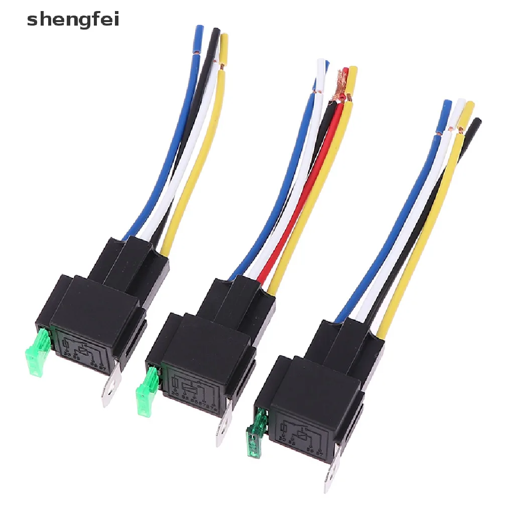 [shengfei] รีเลย์รถยนต์ 4 ขา 5 ขา 30A พร้อมคอยล์ฟิวส์แรงดันไฟฟ้า 12V 24V DC 1 ชิ้น