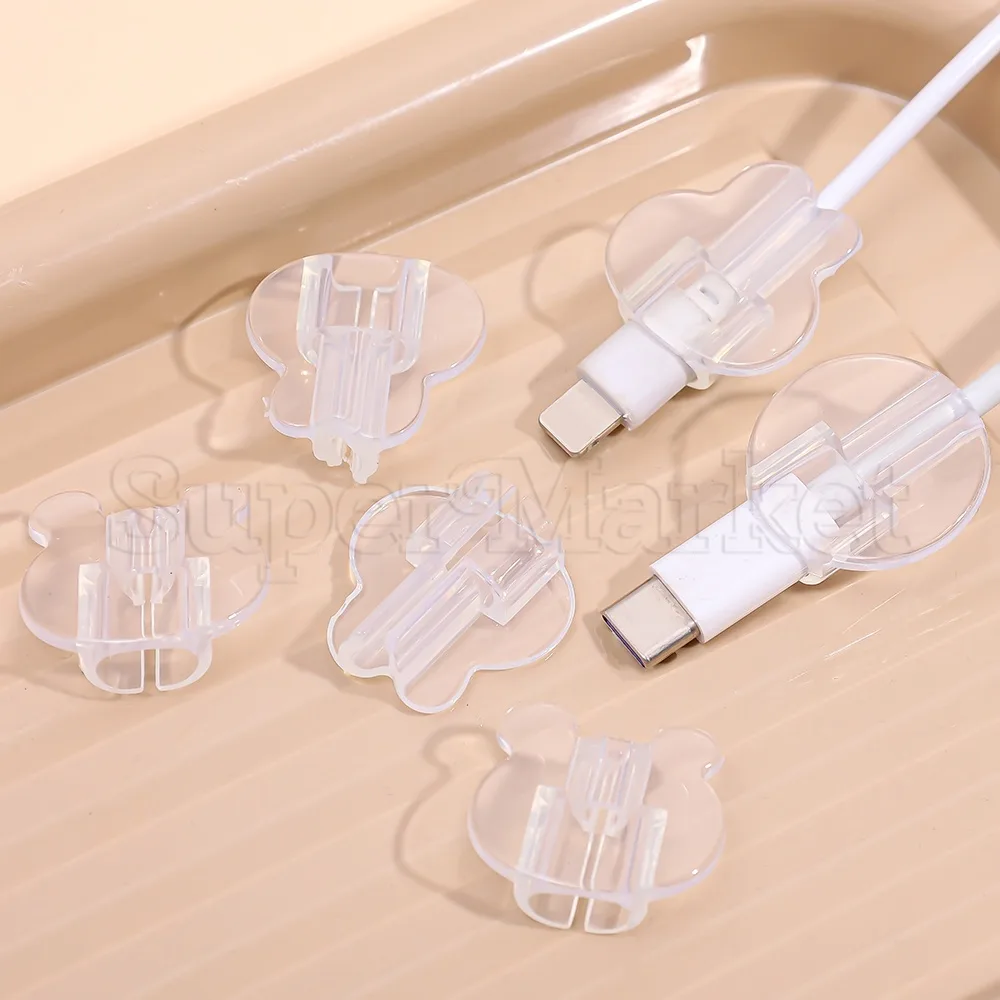 [ Featured ] 1/2/5 ชิ้น สายเคเบิลข้อมูล Iphone คลิปคงที่ ฝาครอบป้องกัน Apple Android TPU หัวชาร์จ สายเคเบิลข้อมูล ฝาครอบป้องกัน กระต่าย หมี ใส สายเคเบิล ป้องกัน
