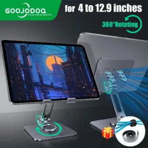 GOOJODOQ Tablet Holder Stand Adjustable for Ipad Stand Holder for Desk Cellphone Support 12.9 Inches Metal