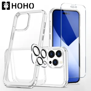 TZ เคสกันกระแทกใส ใช้สำหรับ iPhone 16 11 12 13 14 15 16 Pro Max Plus 12 13 Mini Case ฟิล์มกระจก ฟิล์มเลนส์กล้อง ชุดเซ็ท