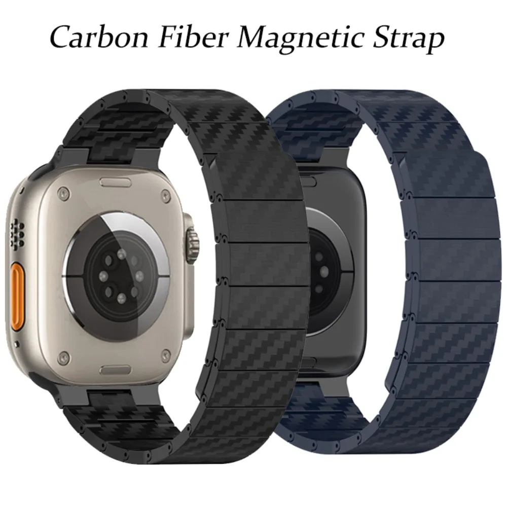 สายนาฬิกาข้อมือคาร์บอนไฟเบอร์ แบบแม่เหล็ก สําหรับ Apple Watch Ultra 49 มม. IWatch Series 8 7 6 5 4 3 SE 45 มม. 41 มม. 44 มม. 40 42 มม.