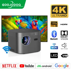 GOOJODOQ โปรเจคเตอร์ Full HD 1080P 13000 LM รองรับ Android iOS Wi-Fi 8K 550ANSIN