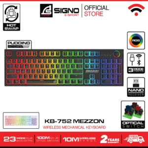 SIGNO E-Sport Wireless Mechanical Gaming Keyboard รุ่น MEZZON KB-752 (คีย์บอร์ด เกมมิ่ง)