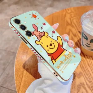 เคสโทรศัพท์มือถือแบบนิ่ม TPU กันกระแทก ลายการ์ตูนหมีพูห์ หรูหรา สําหรับ Samsung Galaxy S23 S24 Plus S24 Ultra 5G S23 FE
