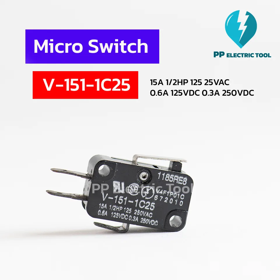 ไมโครสวิทซ์ 3ขา micro switch ลิมิตสวิทซ์  V-151-1C25 PPElectric