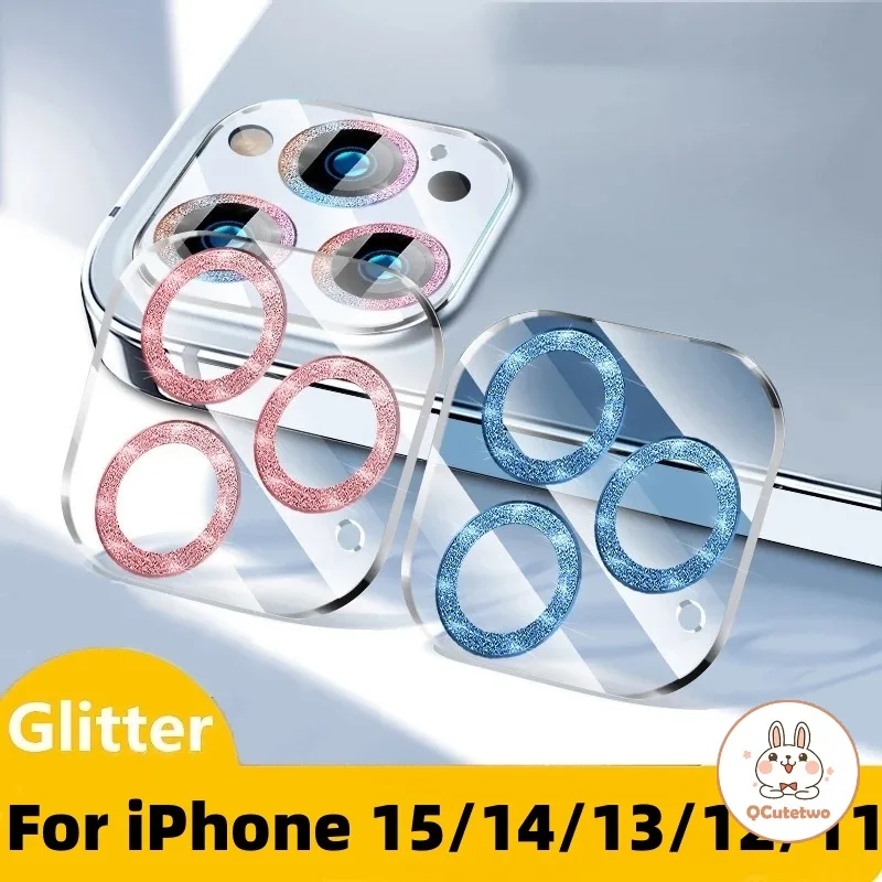 ตัวป้องกันเลนส์กล้อง ประดับเพชร หรูหรา กันรอยขีดข่วน สําหรับ IPhone 11 12 13 14 15 Pro Max