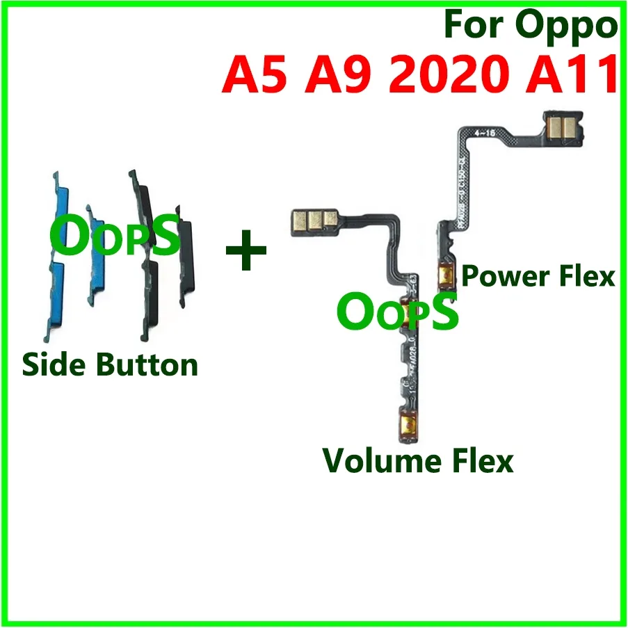 เปิดปุ่มปรับระดับเสียง Flex สําหรับ Oppo A5 A9 2020 A11 ปุ่มปรับระดับเสียงด้านข้าง Key Up Down Flex Cable Ribbon