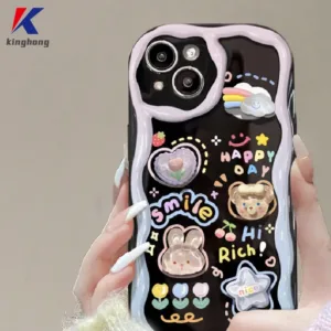 เคสโทรศัพท์มือถือ Tpu นิ่ม ปิดด้านหลัง ขอบหยัก ลายตุ๊กตาหมี กระต่าย 3D สีรุ้ง สําหรับ OPPO A96 A76 A16 A17 A17K A15 A57 A53S A16S A77 A57S A57E A11S A54 A5S A3S A95 A55 A7 A5 A9 A31 A53 A33 2020 A77S A12 A12S A1K A16E A16K A54S Reno 7 5 4
