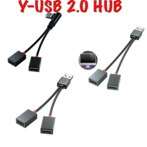1ปลั๊ก2ปลั๊กตัวเมีย USB 2.0ข้อมูลสายเคเบิลอะแดปเตอร์แปลง Splitter USB 2.0 12/0.2ซม.