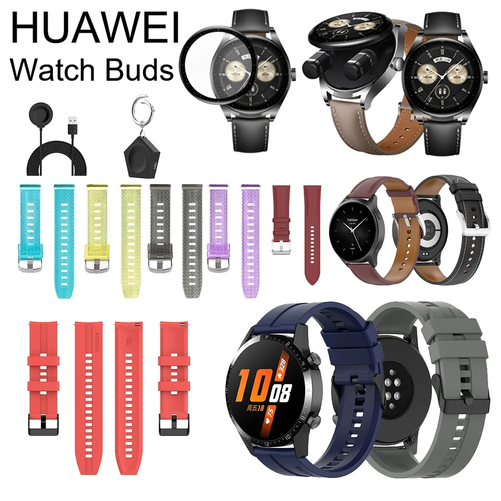 สําหรับ Huawei watch Buds Strap case สาย usb แท่นชาร์จ ตัวป้องกันหน้าจอท่าเรือ 2023 เคสสายรัดสมาร์ทวอทช์
