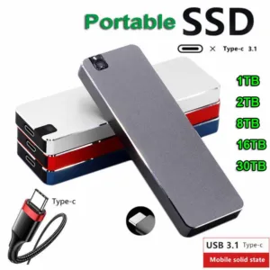 ฮาร์ดไดรฟ์ภายนอก SSD Type-C USB3.1 ความเร็วสูง 1TB 2TB 8TB 16TB 30TB 60TB 128TB ขนาดเล็ก แบบพกพา สําหรับแล็ปท็อป