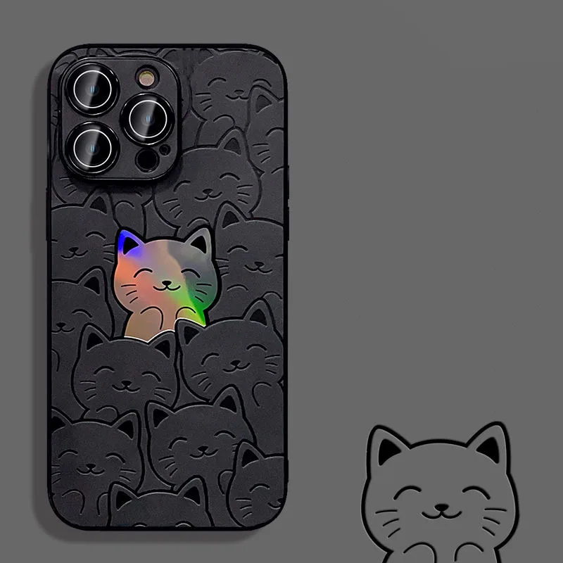 【Rainbow hard case+lens film/Cats】เคส compatible for iPhone 7 8 plus x xr xs max 11 12 13 14 pro max case
