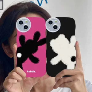 Couple Casing Samsung Galaxy A05 A05S A15 S24 S23 Plus Ultra FE S22 S21 S20 S23+ S22+ S21+ 5G S20+ A02 A02S A03S A11 A50 A50S A30S A20S A72 4G A20 A30 M11 M02 Cute Cartoon Bear Rabbit graffiti Wave Edge Airbag Shockproof Soft Phone Case BW 90