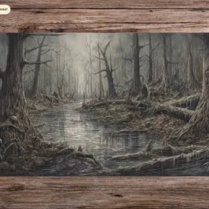 Decaying Swamp lands 24 x 14 นิ้ว MTG Magic The Gathering - แผ่นรองเล่นเย็บ