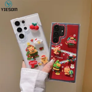 ใสเคสโทรศัพท์สําหรับ Samsung Galaxy S24 S23 S22 Ultra ปีใหม่ Merry Christmas Santa ของขวัญ Soft TPU ฝาครอบซิลิโคน