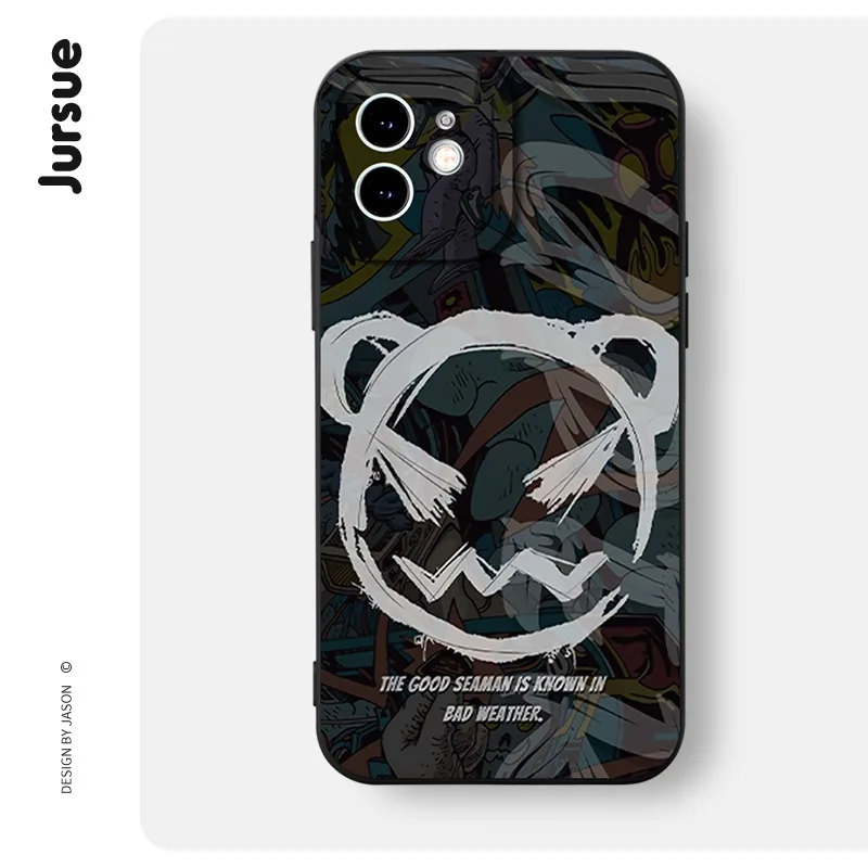 JURSUE เคสไอโฟน เคสซิลิโคนนุ่มกันกระแทกการ์ตูนอนิเมะตลก เคสโทรศัพท์ Compatible for iPhone 16 15 14 13 12 11 Pro Max SE 2020 X XR XS 8 7 Plus พลัส XYH579