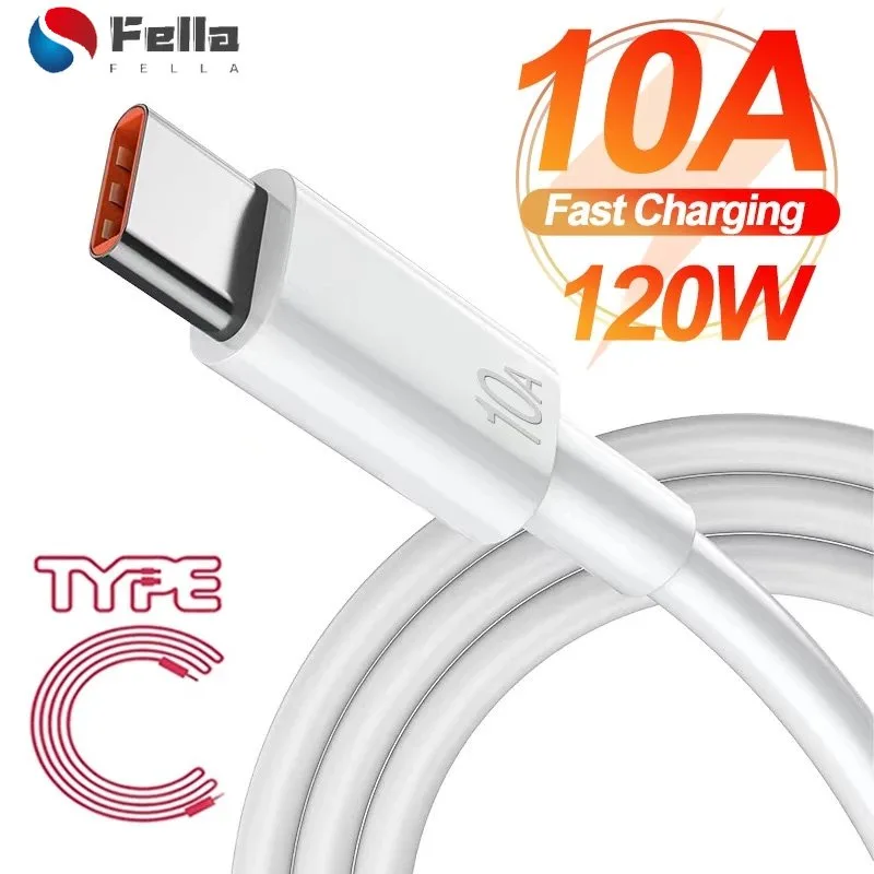 สายชาร์จเร็ว 10A Type C 120W Type C สําหรับสมาร์ทโฟน Xiaomi 12 11 Huawei P40 50 Samsung S10 S20