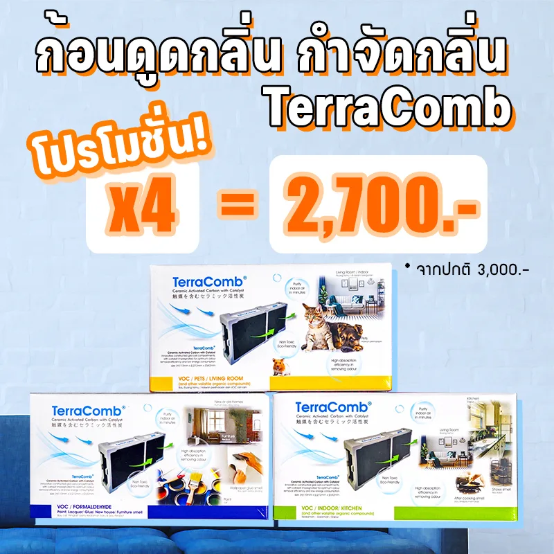 [โปรโมชั่น 4 ชิ้น!] TerraComb ก้อนดูดกลิ่น กำจัดกลิ่นภายในบ้าน นวัตกรรมจากญี่ปุ่น