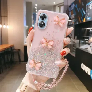 เคสโทรศัพทสําหรับ OPPO A18 A38 A60 A58 A78 A79 A98 A17K A77S A57 2022 A77 A96 A95 A76 A74 A16 A15 A15S Reno 11F 11 10 8T 8 Pro 5G หรูหราผีเสือนุมกันกระแทกปกหลัง