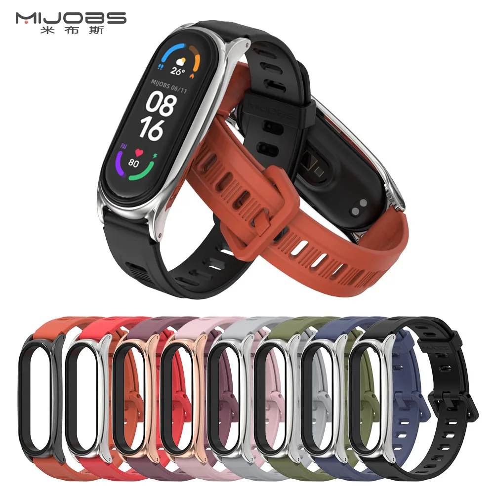 Mijobs สําหรับ Mi Band 9 Mi Band 6 Mi Band 5 NFC Global รุ่นเปลี่ยนสายรัดข้อมือสําหรับ Xiaomi Mi Band 8 Strandard TPU กีฬานาฬิกาสําหรับ Xiaomi Mi Band 4 สร้อยข้อมือ Mi Band 3