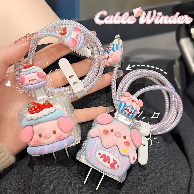 【ส่งจากไทย มาใหม่ 1ชุด 5ชิ้น】 เคส สำหรับ ไอโฟน Apple Power Adapter 18W/20W สายชาร์จ ลายการ์ตูนน่ารัก Cable Bite