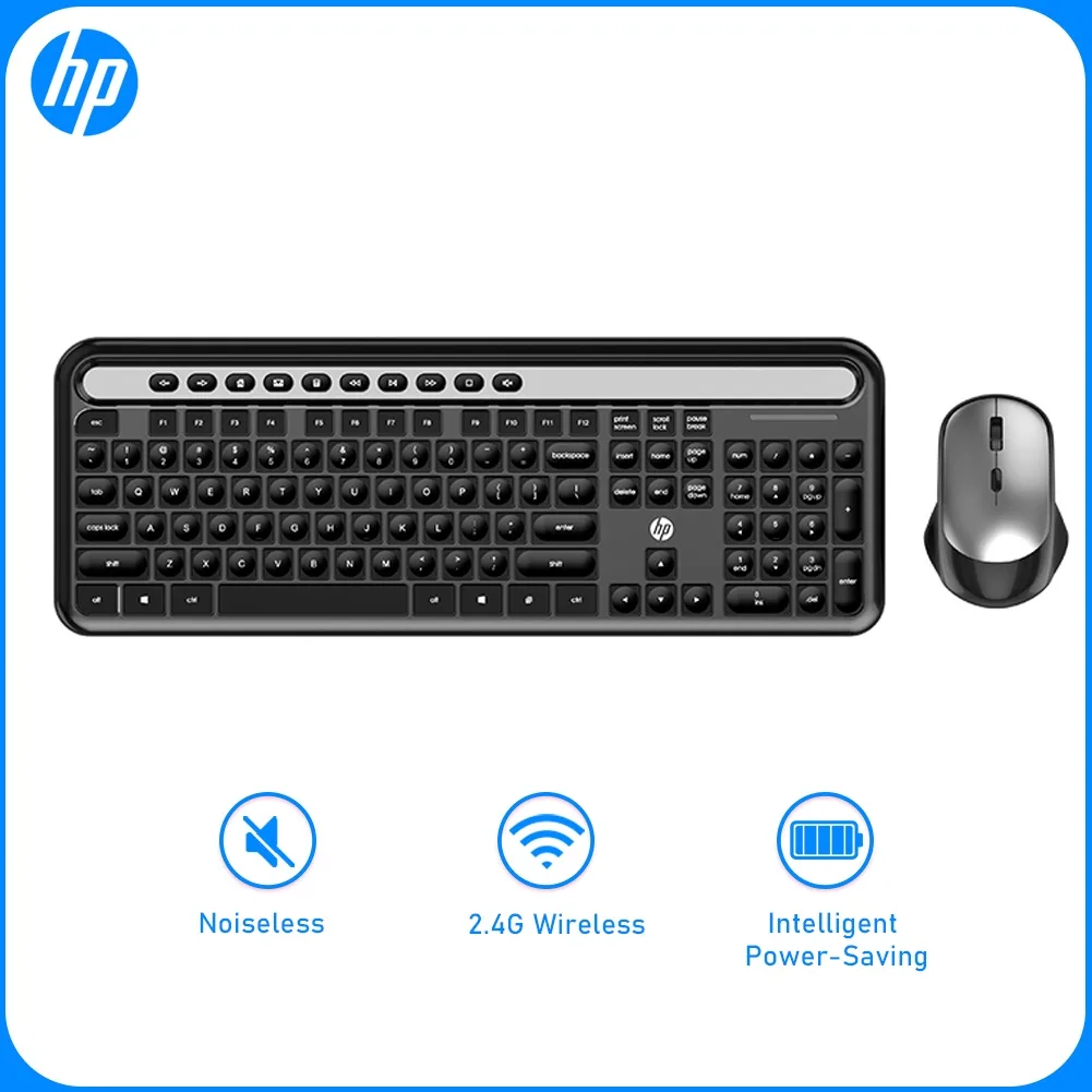 HP CS500 ชุดคีย์บอร์ดและเมาส์ไร้สาย คีย์บอร์ดคีย์บอร์ดรูปตัว S ไร้สาย 2.4G เมาส์ไร้สายสําหรับ บ้านสํานักงาน PC แล็ปท็อป
