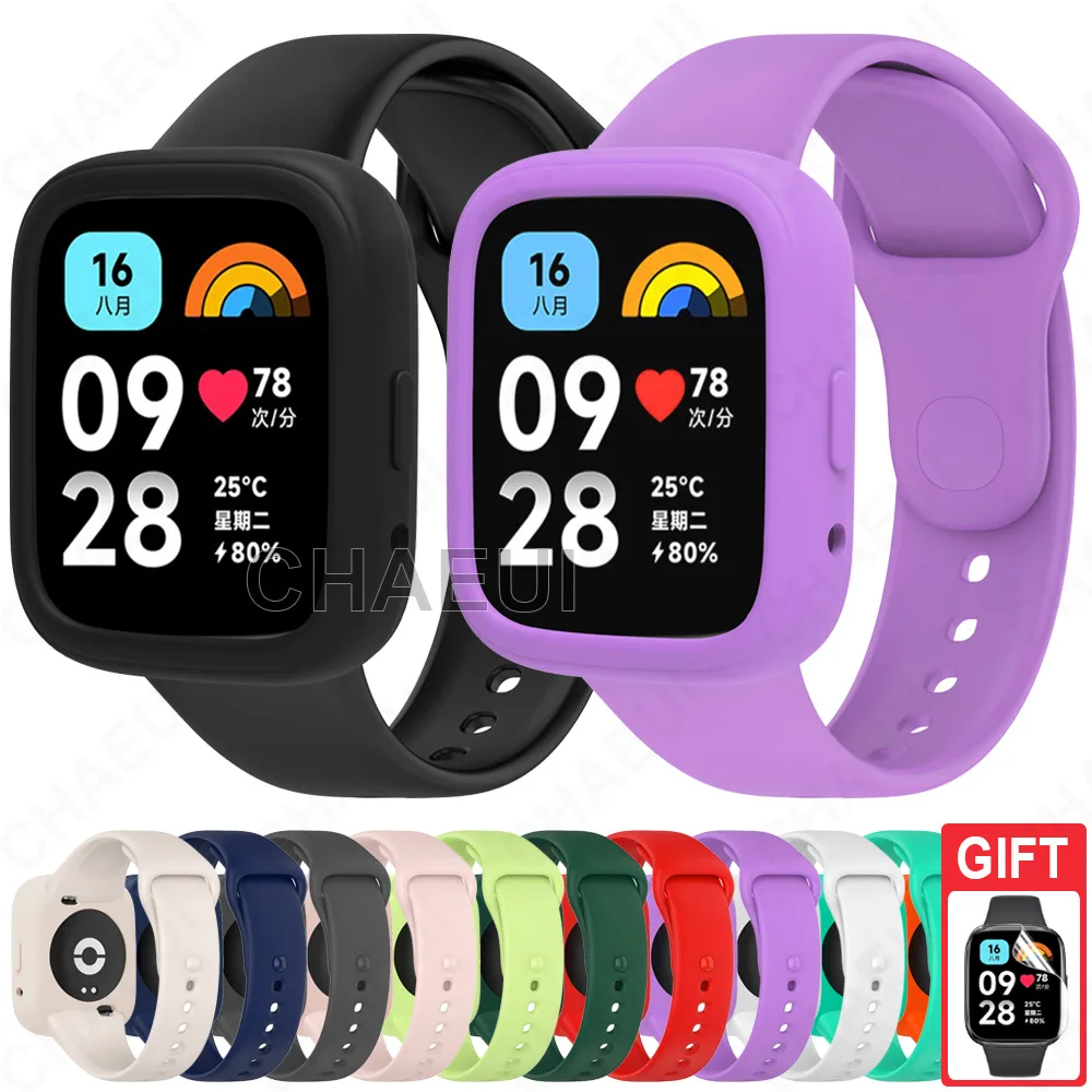 สายนาฬิกาข้อมือซิลิโคน พร้อมเคส แบบเปลี่ยน สําหรับ Redmi Watch 4 3 Active