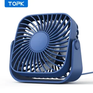 Topk พัดลมตั ้ งโต ๊ ะแบบพกพา [ USB power ] พัดลมตั ้ งโต ๊ ะไฟฟ ้ าขนาดเล ็ กแบบชาร ์ จไฟได ้ เหมาะสําหรับใช ้ ในบ ้ านรถสํานักงานเดสก ์ ท ็ อปตั ้ งแคมป ์ หรือเดินทาง 1 แพ ็ ค