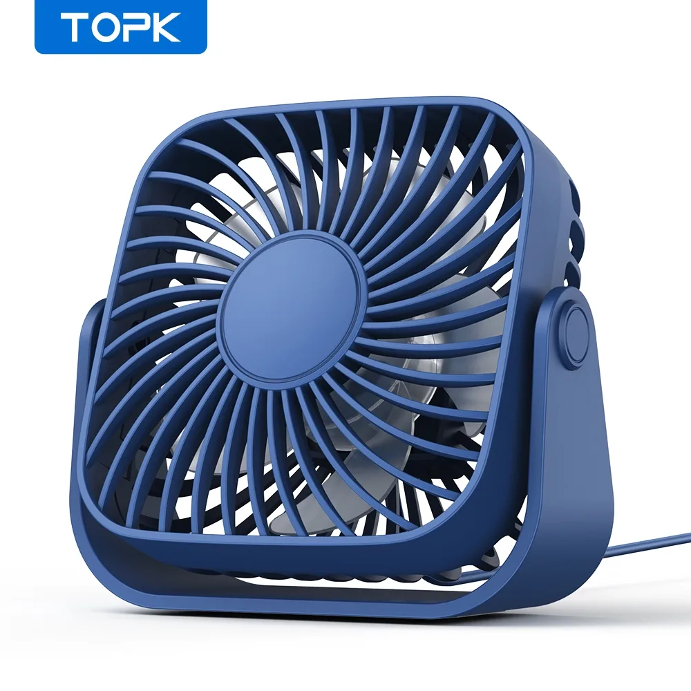 Topk พัดลมตั ้ งโต ๊ ะแบบพกพา [ USB power ] พัดลมตั ้ งโต ๊ ะไฟฟ ้ าขนาดเล ็ กแบบชาร ์ จไฟได ้ เหมาะสําหรับใช ้ ในบ ้ านรถสํานักงานเดสก ์ ท ็ อปตั ้ งแคมป ์ หรือเดินทาง 1 แพ ็ ค